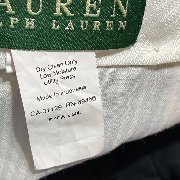 Lauren Ralph Lauren Men's Dress Pants Slacks Black Pleated Cuffed 40 X 30 (READ) - Picture 5 of 7